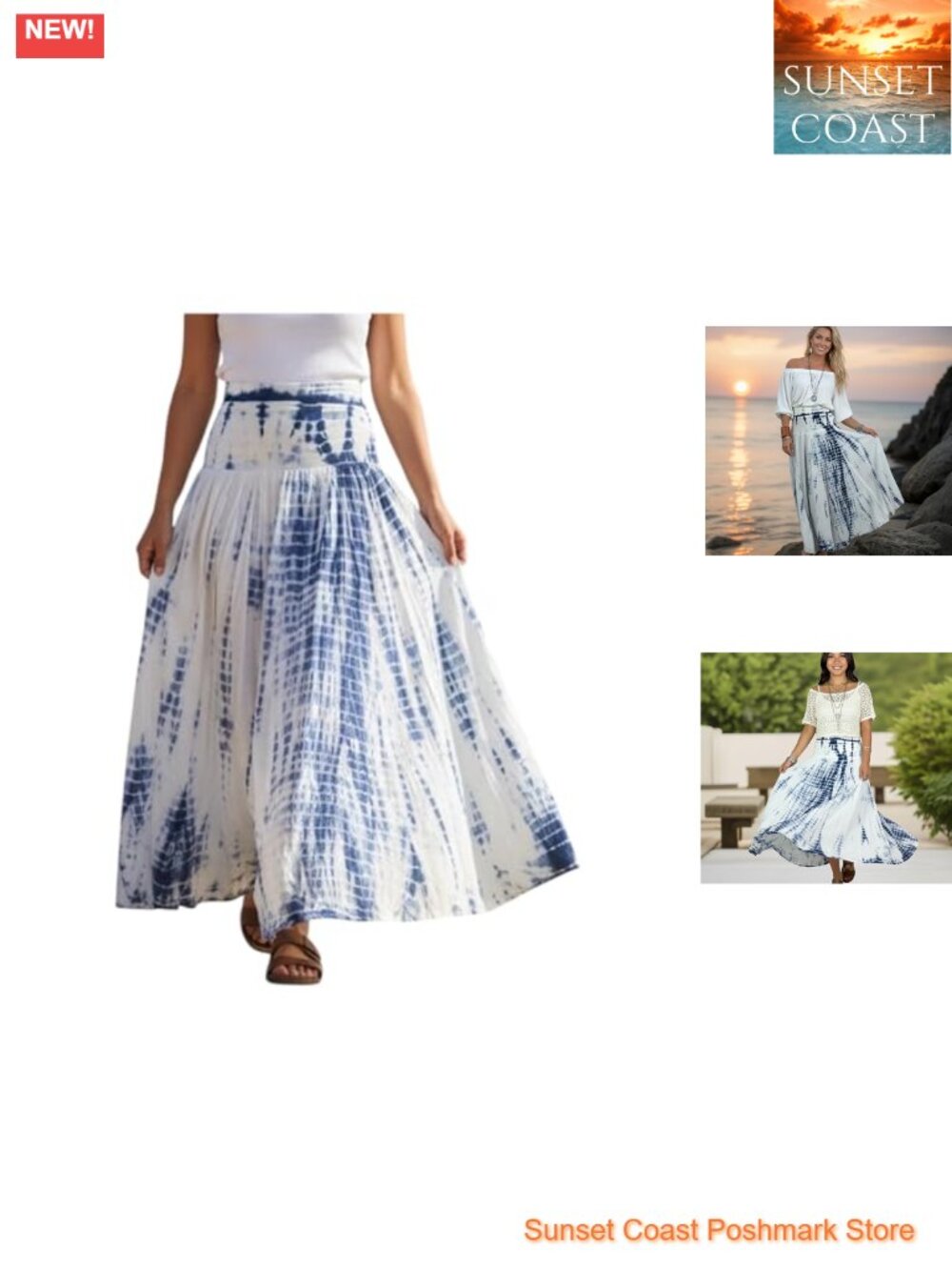 Boho Tie Dye A-Line Maxi Skirt - 100% Cotton Handcrafted Flowy